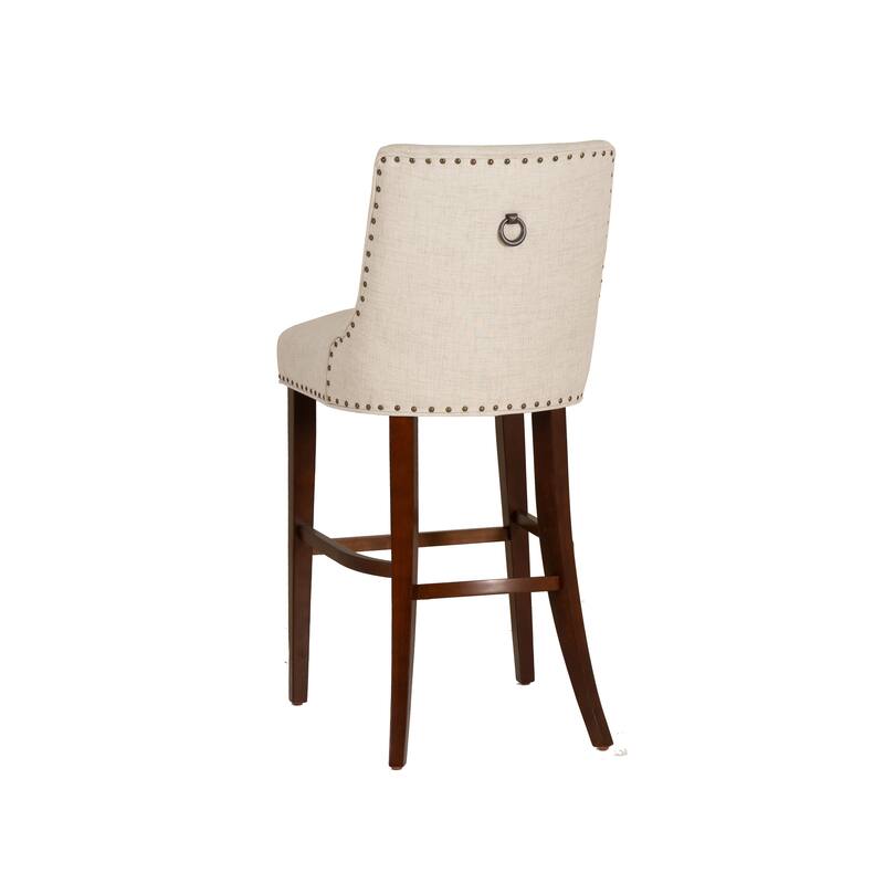 Linon Allard Beige Upholstered 31.5-Inch Barstool