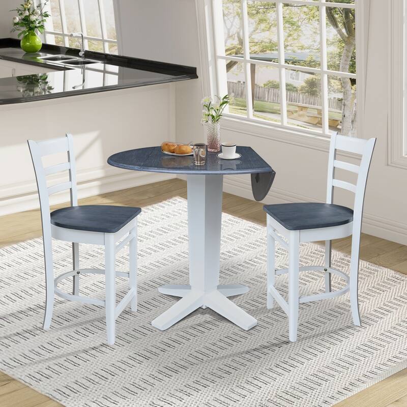 42" Round Drop Leaf Table with Stools