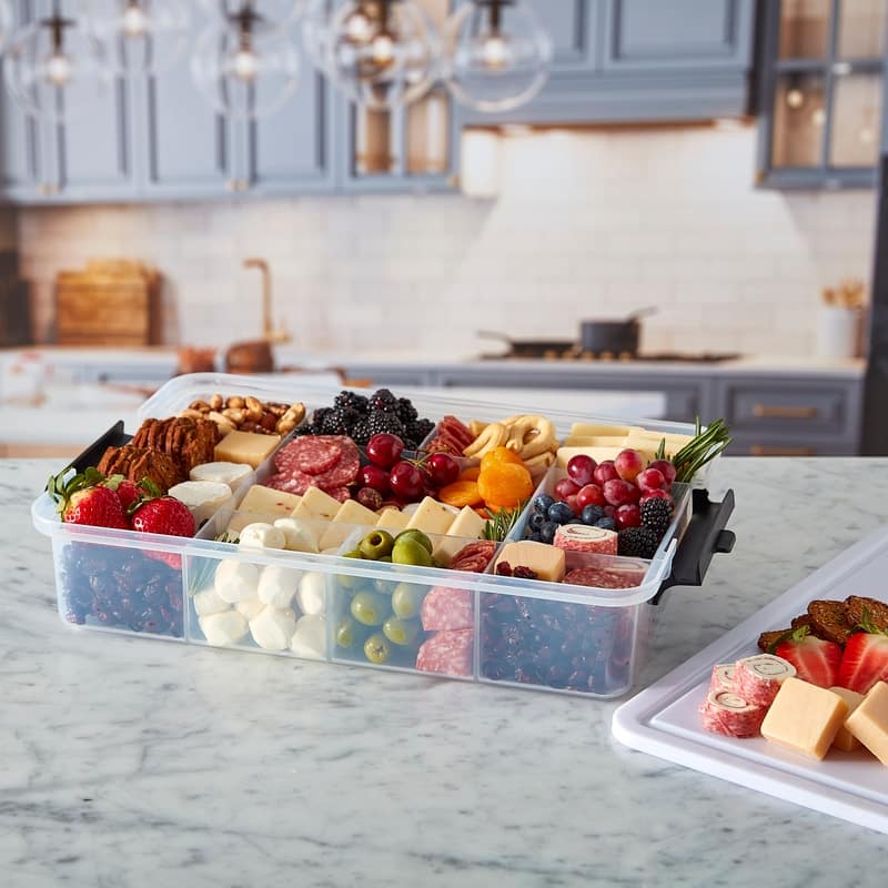 Farberware Snackle Box 11-Compartment Organizer with Plastic Locking Lid, 11x16