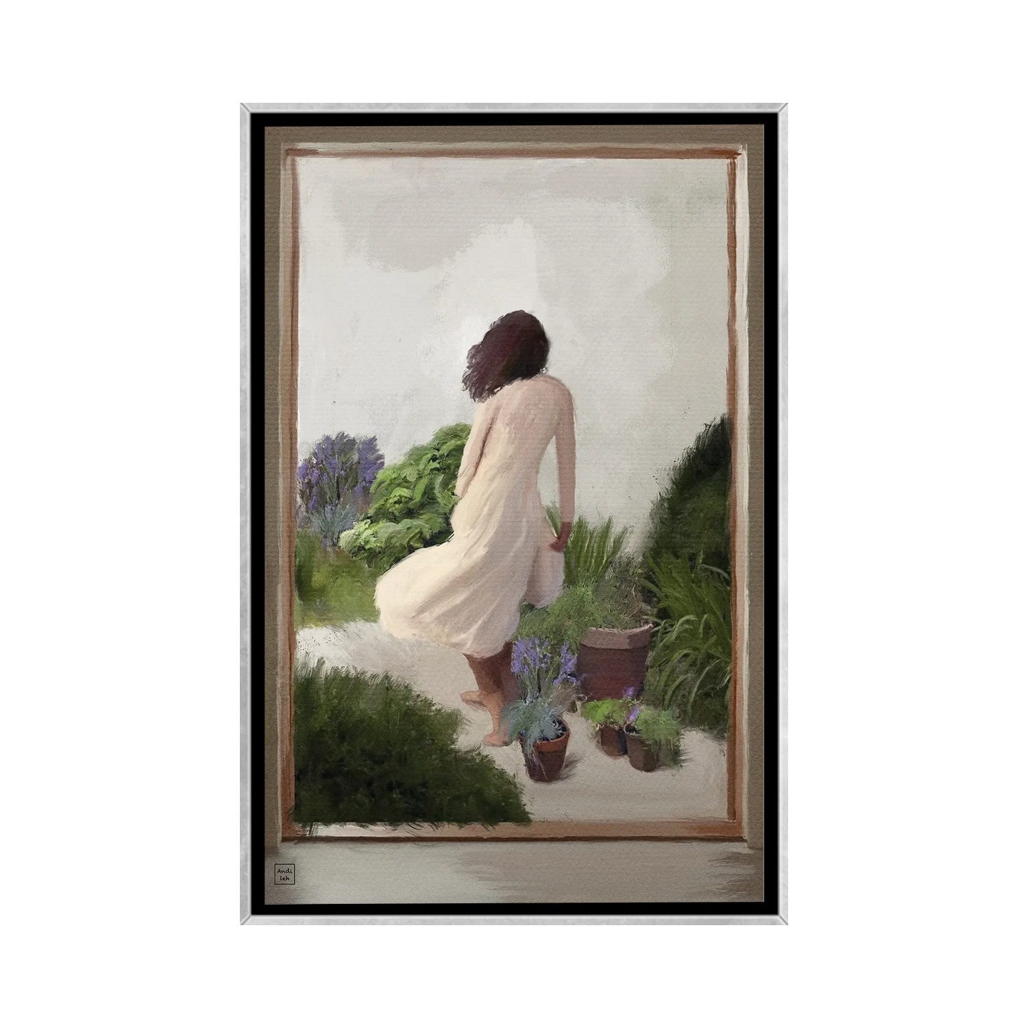 iCanvas "White Dress" by Andileh Framed