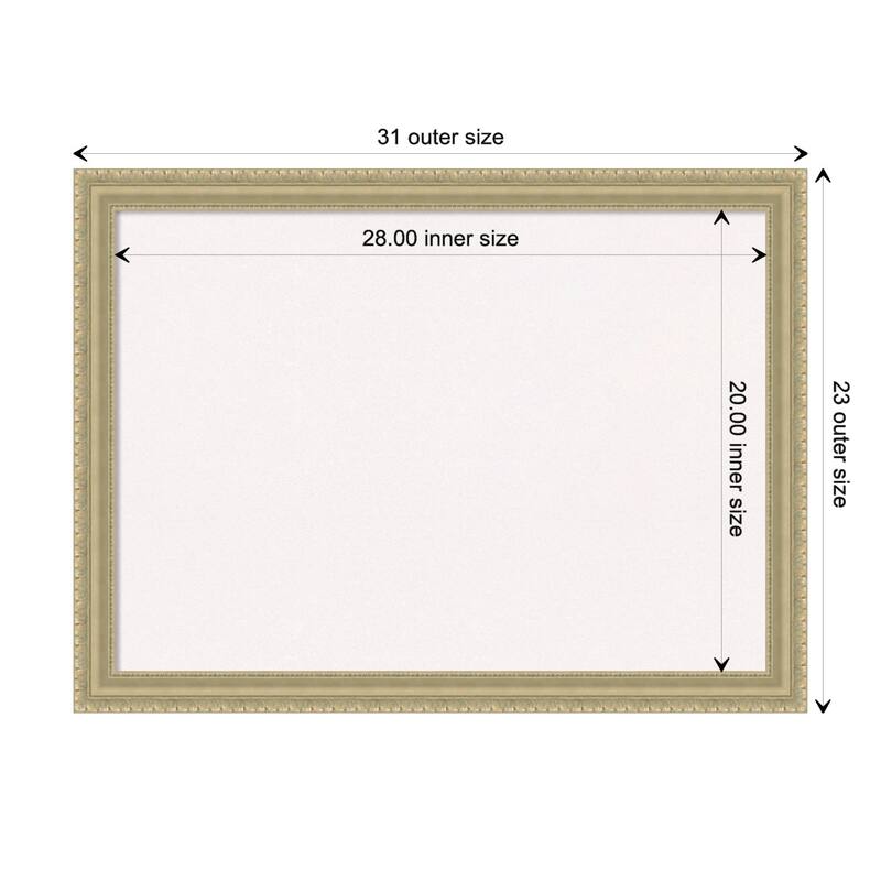 Champagne Teardrop Wood Framed White Corkboard Bulletin Board - Board Size 28x20