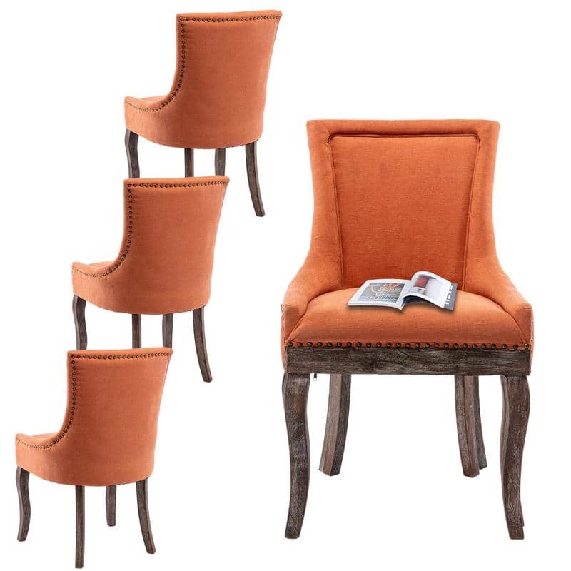 Thickened Side Dining Chair with Solid Wood Legs Set of 4