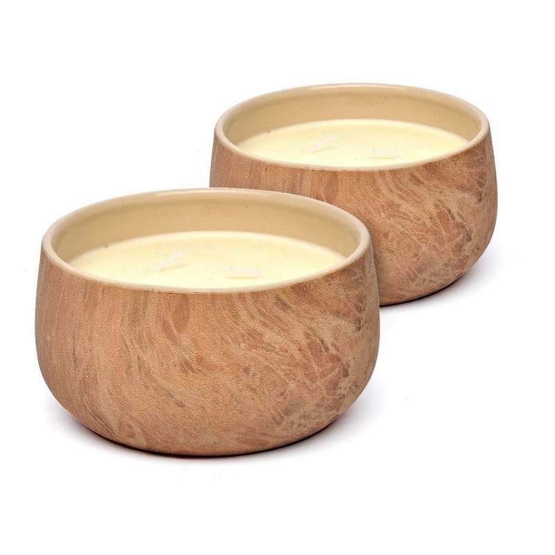 Set of Two 16 Oz Ceramic Candles with Strong Floral Scent