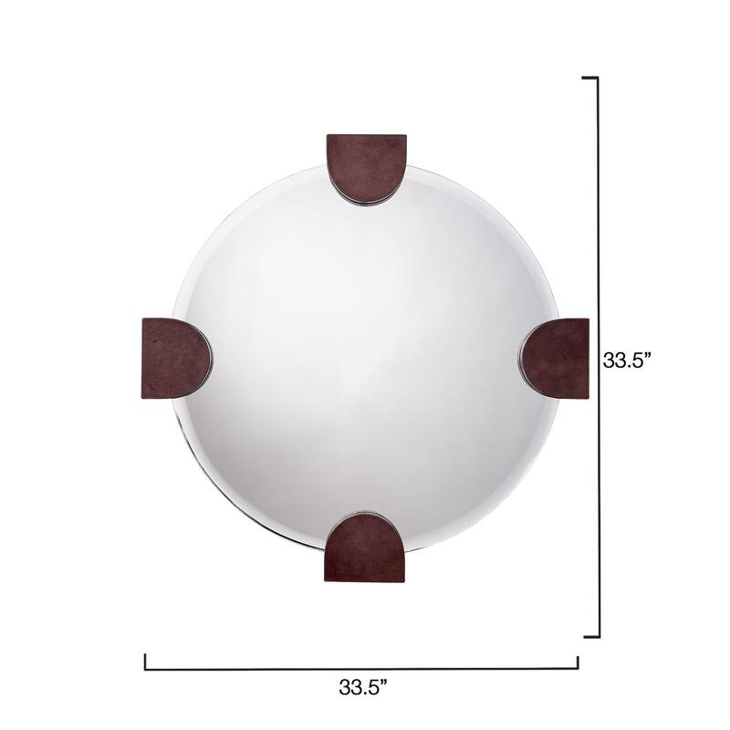 Jamie Young Quadrant Leather Round Wall Mirror