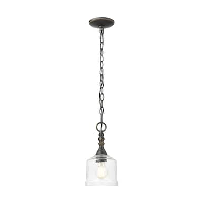 Keating Mini Pendant in Antique Ivory with Hammered Water Glass Shade - Gold