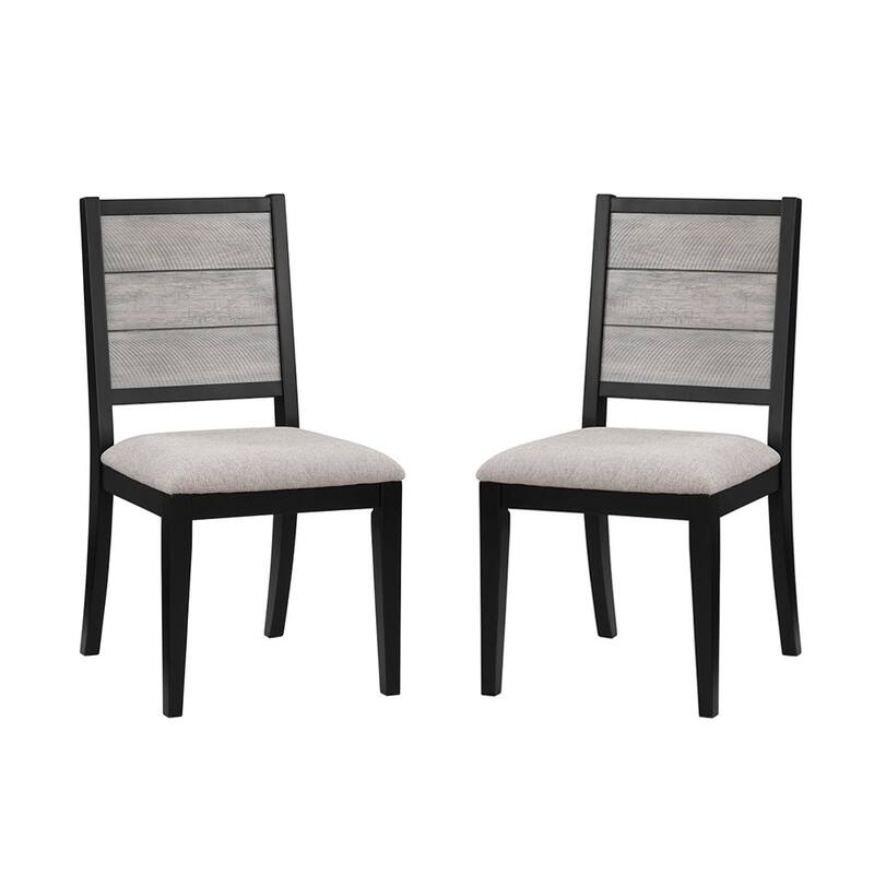 Dining Chairs Set of 2, Upholstered Seat in Grey and Black - Grey - Dining Height