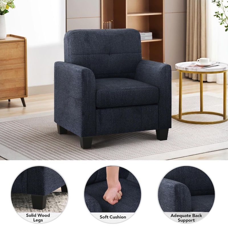 Mid-Century Upholstered Accent Chair Single Sofa with Armrest - 32.5"Lx28.9"Wx36.2"H