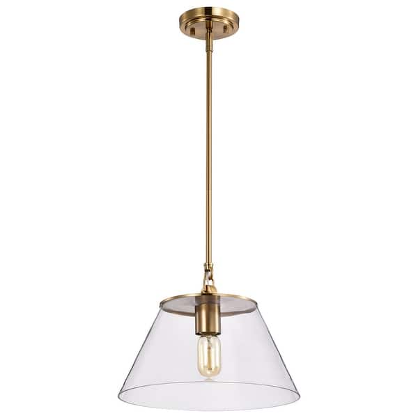 slide 2 of 8, Dover 1 Light Medium Pendant Vintage Brass with Clear Glass - Vintage Brass