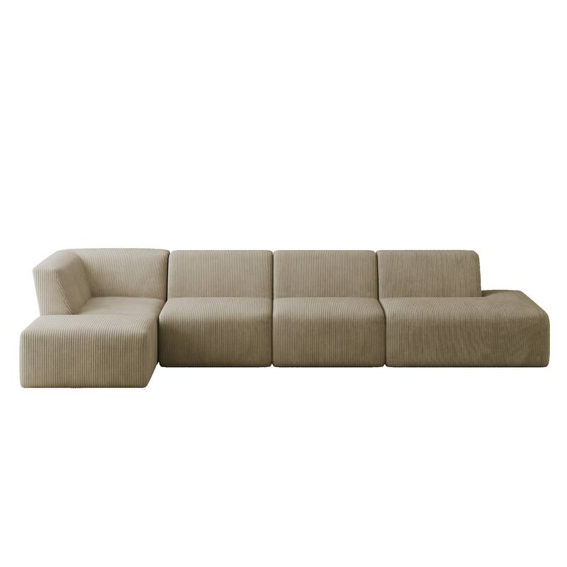 Corduroy Fully Sponge Molded Modular Sectional Sofa with Ottoman