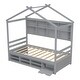 preview thumbnail 9 of 33, Twin Size Platform Bed wBedside-Shelves, Under Bed Storage Unit and Roof, Wood Low House Bedframe Daybed with Small Cabient