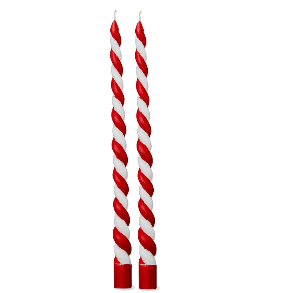 Christmas Twist Taper Candles - Red Multi Flame Candles, 12" Paraffin Wax, 4-Hour Burn Time, Perfect Holiday Decor