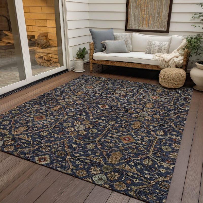 Machine Washable Indoor/ Outdoor Traditional Persian Chantille Rug