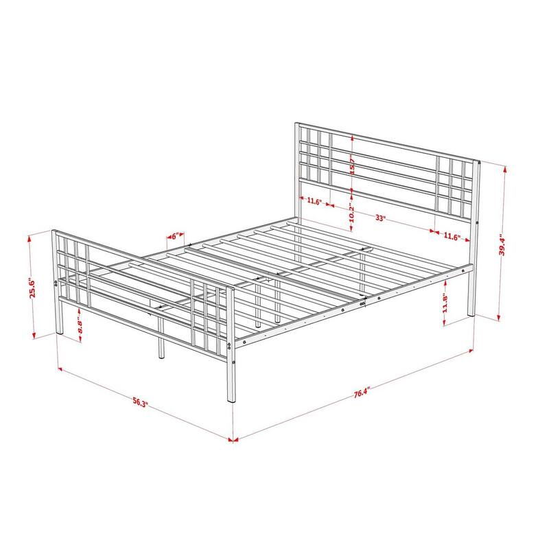 Queen Bed Frame with Metal Legs - Sturdy Platform Bed - Modern Bedroom Furniture