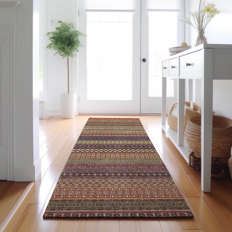 Premium Washable Super Soft Boho Stripes Mayfield Rug - Paprika - 2' 3" x 7' 6" - Runner