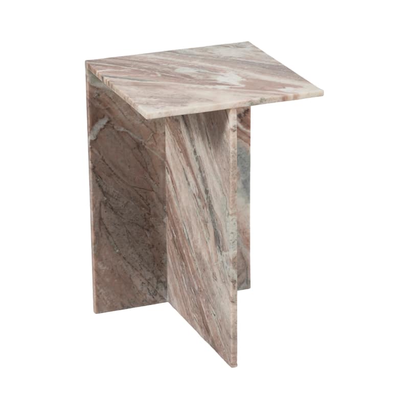 Stone Marble Accent Table Sculptural Geometric Base and Sleek Design