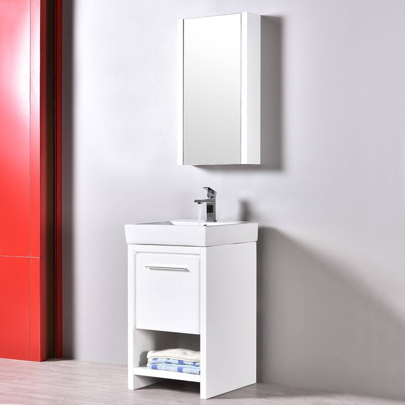 Solid Wood Bathroom Vanity with Mirror Medicine Cabinet