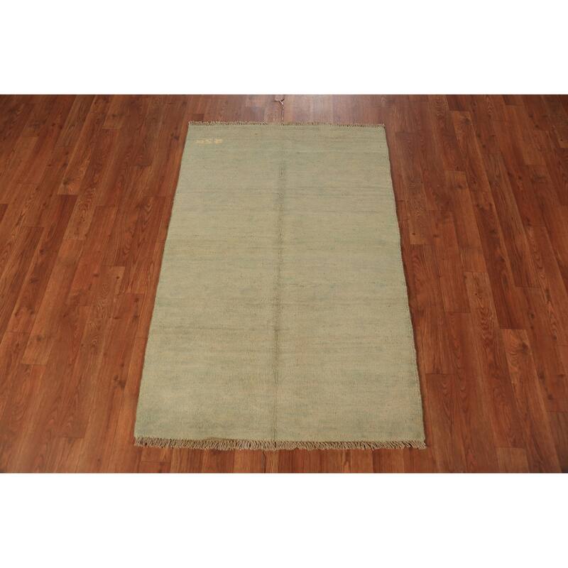 Modern Gabbeh Oriental Rug Handmade Solid Wool Carpet - 2'7" x 4'0"