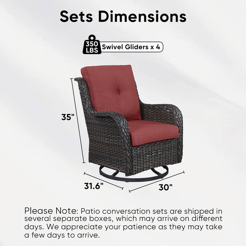 Pocassy 4Pieces Swivel Glider Chairs with 5Inch 6Inch Cushion
