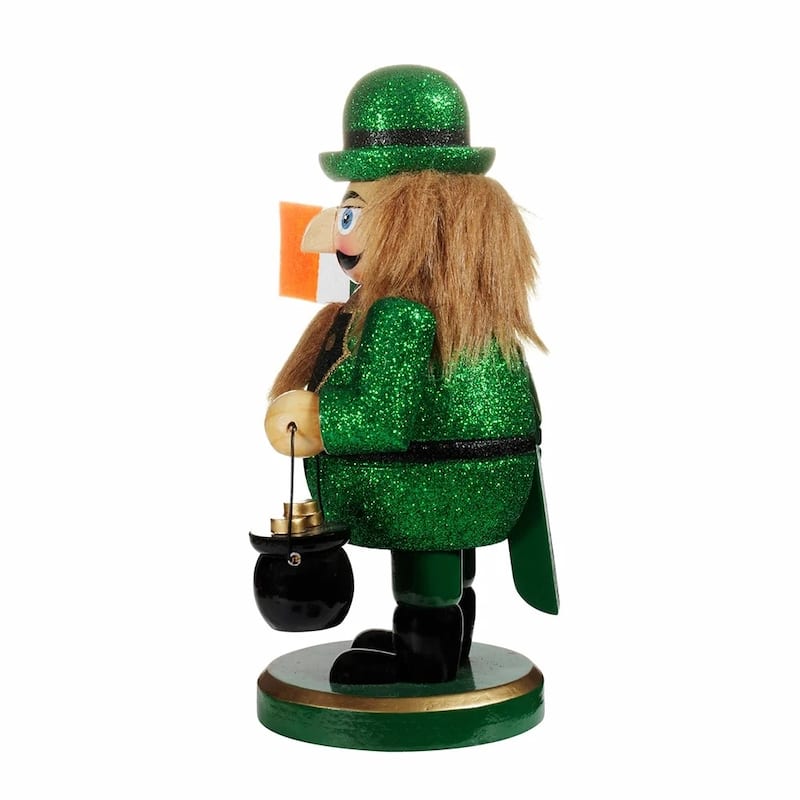 Leprechaun with Irish Flag Christmas Nutcracker - 8"