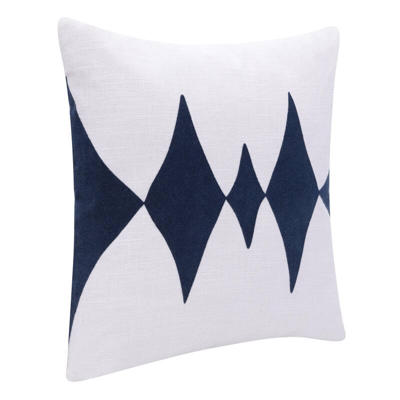 Handmade Diamond Square Throw Pillow - 20" - Blue and White