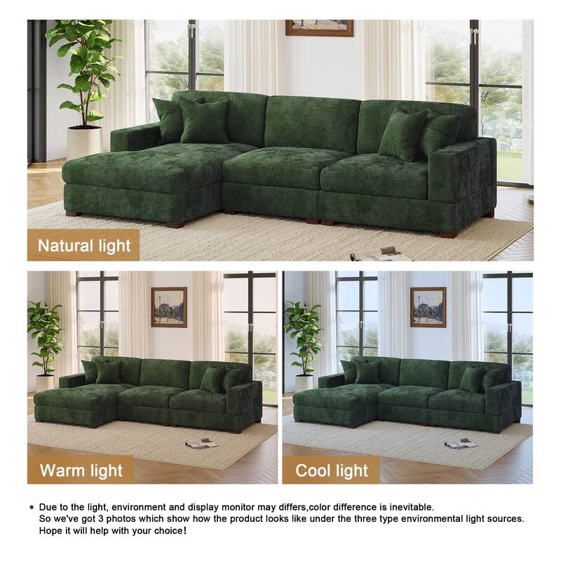 Oversized Modern Chenille Modular Sectional Sofa with Chaise