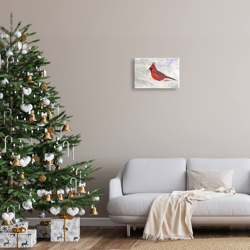 Stupell Red Cardinal in Snow Wall Plaque Art Design By Stephanie Fielden