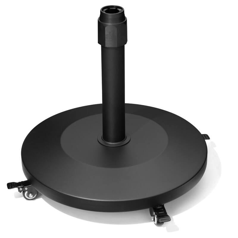 55lbs Round Concrete Market Umbrella Base With Wheels - N/A - Black-55LBS