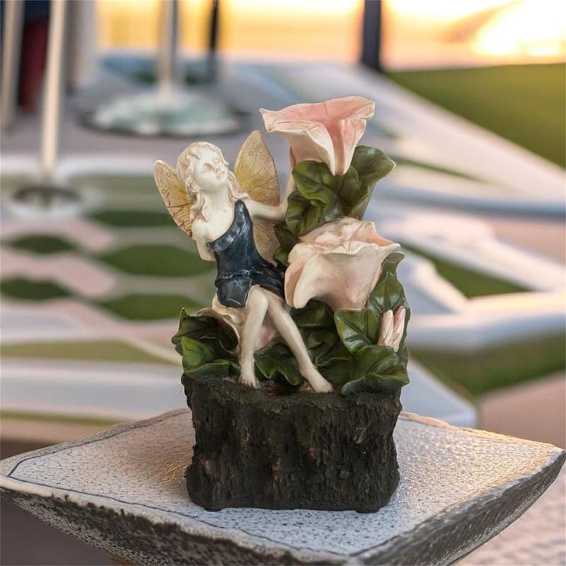 Decorative 3 Tier Tabletop Water Fountain with Fairy and LED Light - Multi