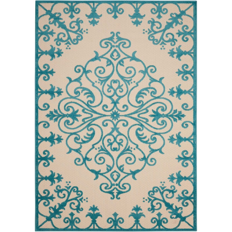 Nourison Aloha Modern Medallion Scroll Indoor / Outdoor Area Rug
