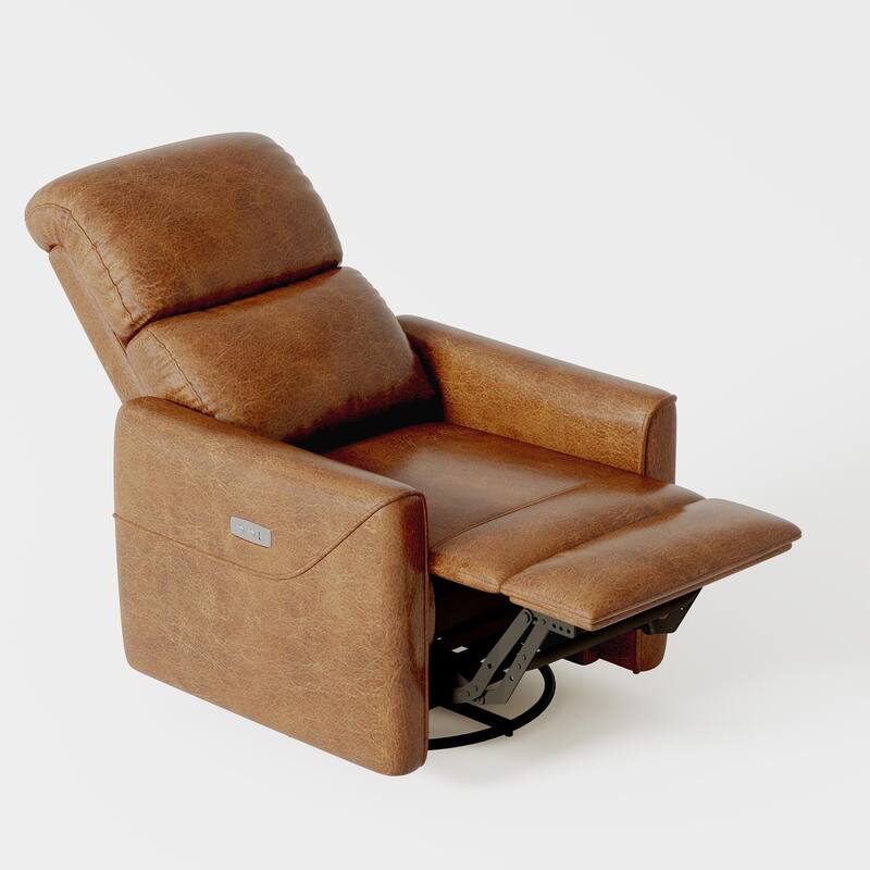linen Power Swivel Glider Recliner Chair Electric Rocker Recliner Chair with Lumbar Support & USB Port