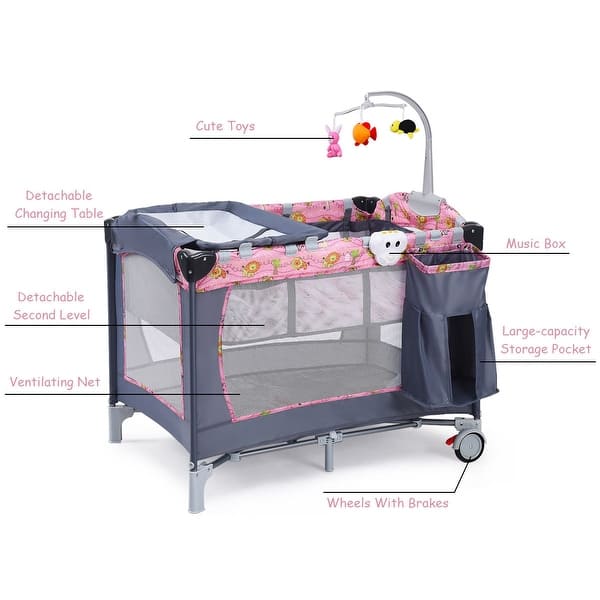 Shop Costway Foldable Baby Crib Playpen Playard Pack Travel Infant