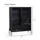 preview thumbnail 2 of 14, 51.2"H Freestanding Display Cabinet, LED Lighting, 2 Drawers, Glass Door, 4 Shelves
