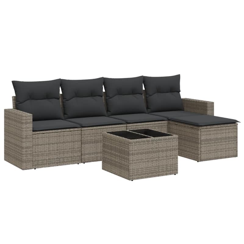 vidaXL Garden Sofa Set Grey PE Rattan Modular and Customizable - 33.5 x 94.9 x 27.2