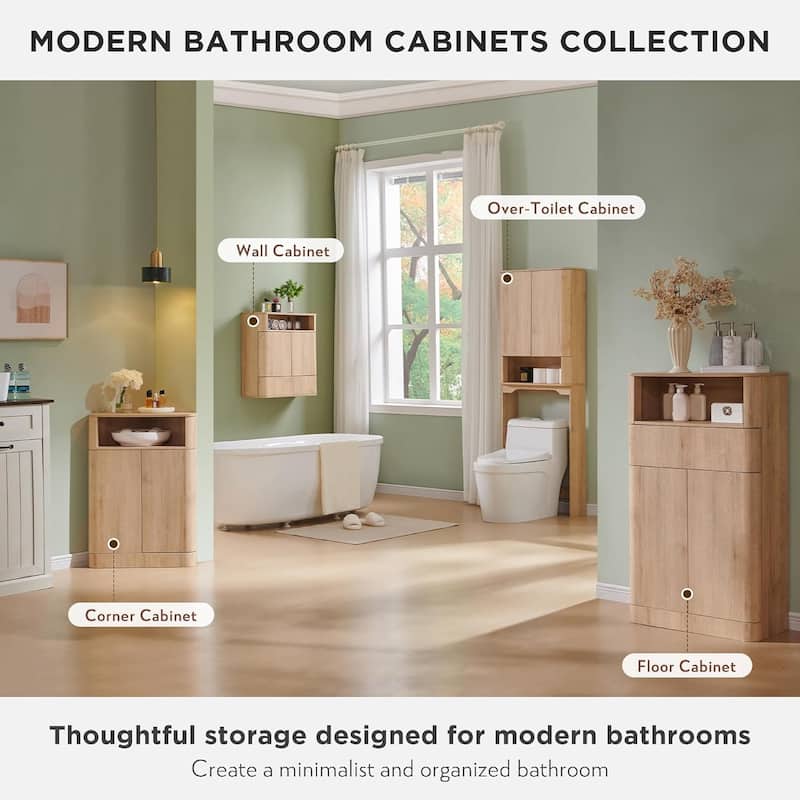 Modern Over The Toilet Storage Cabinet, Handle-Less Bathroom Cabinet - N/A
