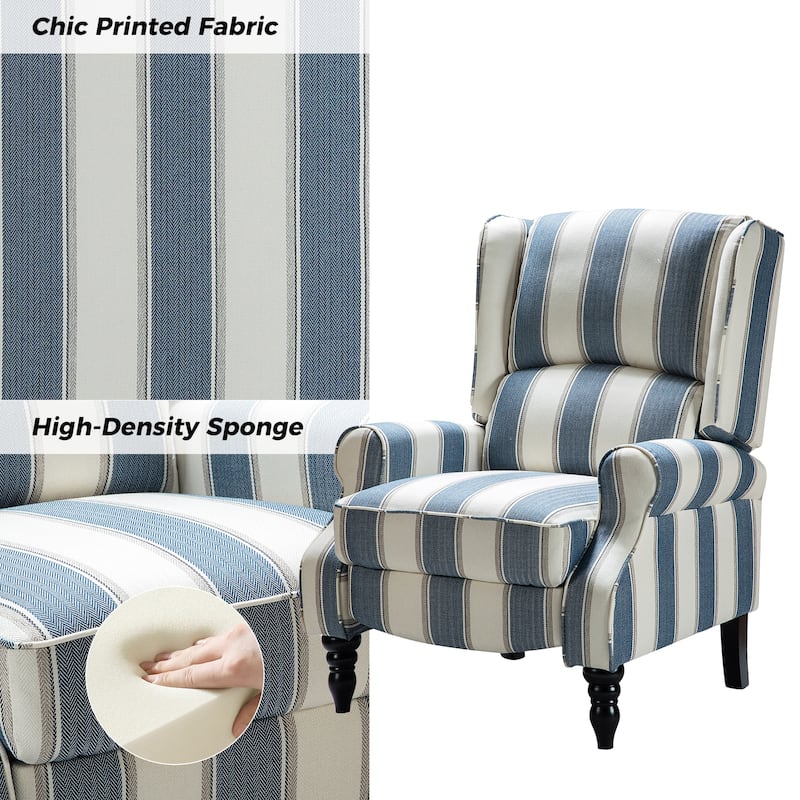 Olympus Upholstered Classic Manual Wingback Recliner with Solid Wood Legs Set of 2 by HULALA HOME
