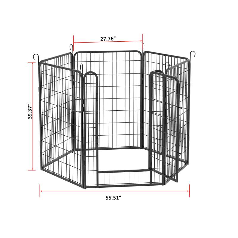 Dog Playpen Outdoor, 39.37" H 6 Panels Dog Pen Indoor Heavy Duty Puppy Exercise Pen Metal Pet Fence for Camping/Yard/Garden