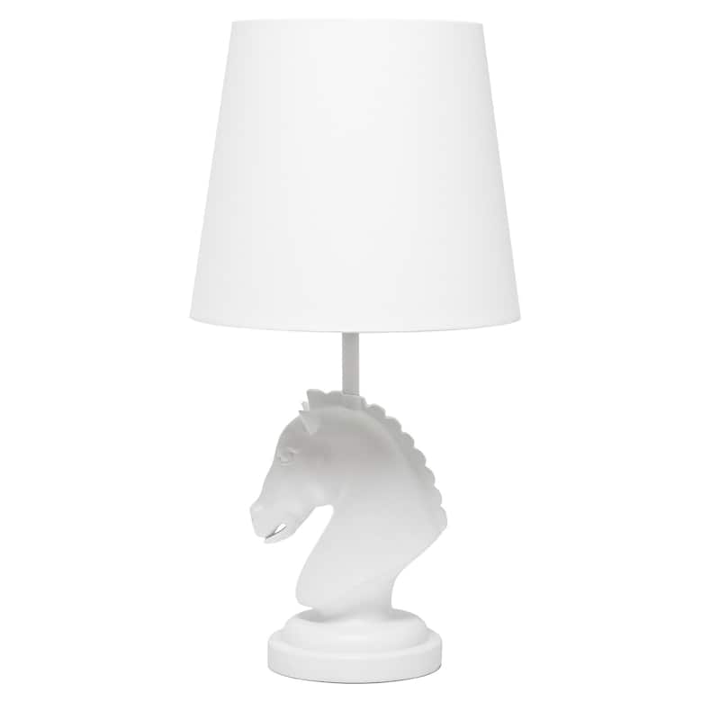 Chess Horse Table Desk Lamp with Tapered Shade - 17.25" - White