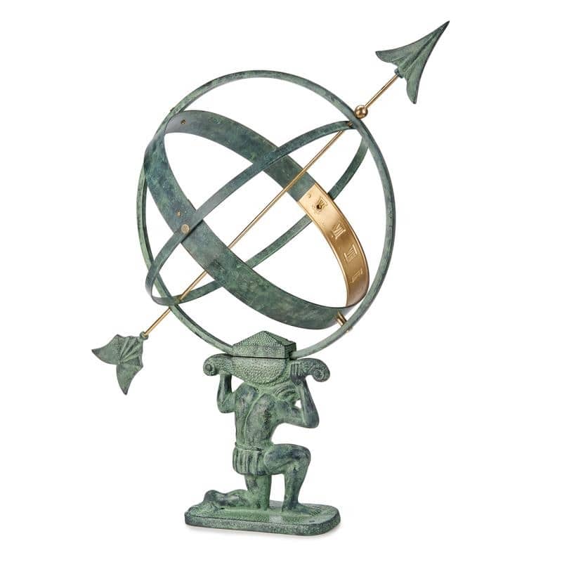 28" Verdigris Atlas Armillary Sundial with Brass Accents by Good Directions