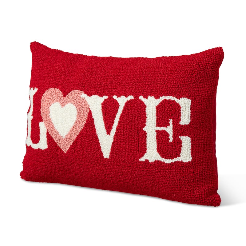 Glitzhome 18"L Valentine's Hooked LOVE Pillow