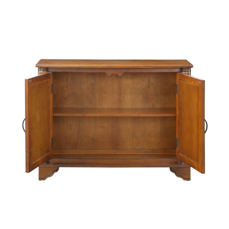 Retro Style Accent Storage Cabinet with Adjustable Shelves,Wood Grain Texture