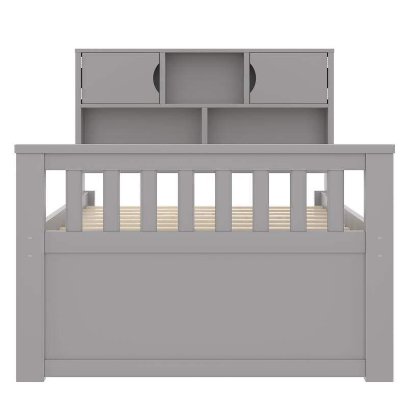 Roomfitters Twin Captain Platform Bed with Bookshelf Headboard and 4 Drawers