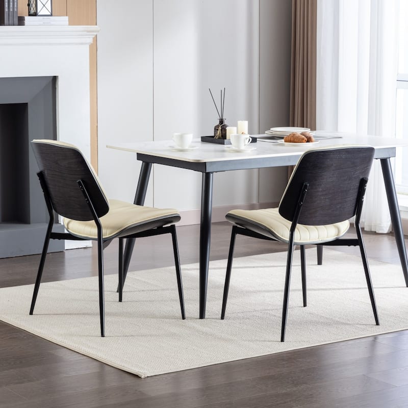 GDFStudio Mid Century Modern Armless Upholstered Dining Chairs with Metal Legs