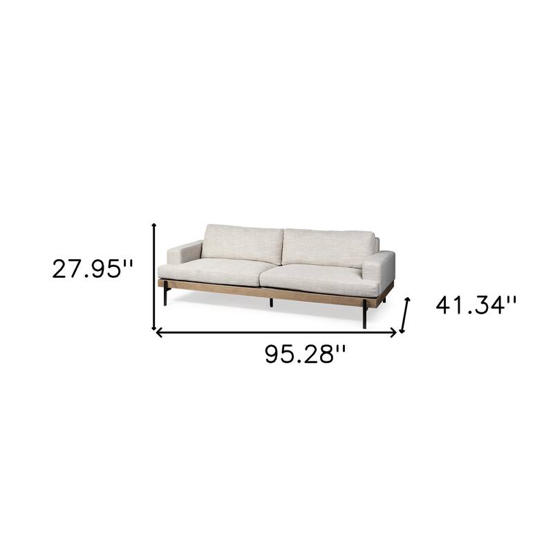 HomeRoots 95" Beige Fabric Sofa With Black Legs