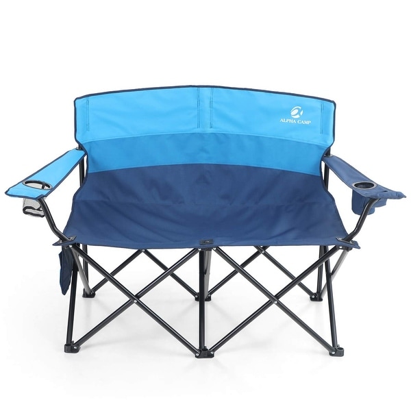 ALPHA CAMP Folding Chair Heavy Duty Loveseat Support 450 LBS