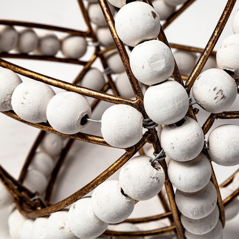 Espanlade I Small 9L x 9W White Wooden Beaded Orb