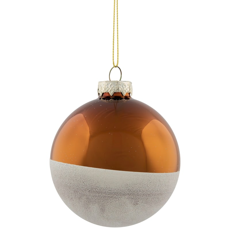Dual Color Glass Christmas Ball Ornaments - 3.25" (80mm) - Bronze and White - 4ct