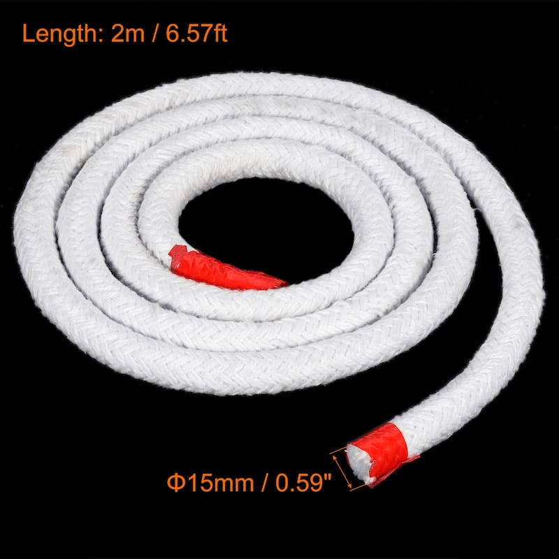 6.57ft x 0.59 inch Ceramic Fiber Rope Round Braided Rope Gasket Seal ...