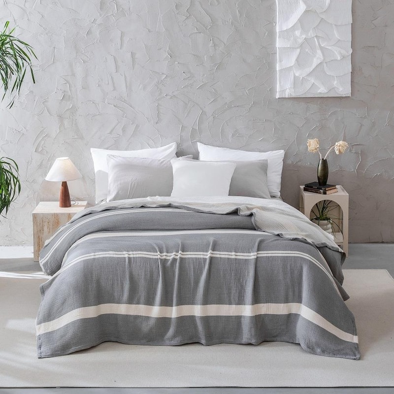 Cotton Muslin Lightweight Blanket 4 Layers, Soft Bedspread, Cotton Gauze Bed Cover - 50"x70"
