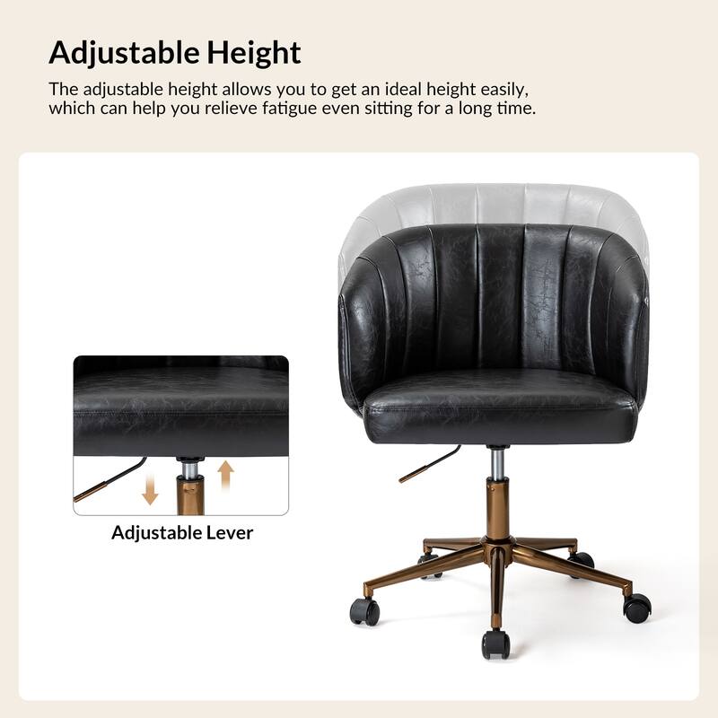 Gia Mid-century Modern Vegan Leather Ergonomic Office Chair by HULALA HOME