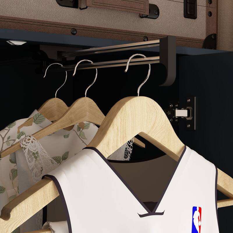 Scalable Hanging Rod Wardrobe Closet Armoire Mirror Space Saving
